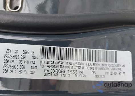 2018 Dodge Journey Crossroad Awd из США, поврежденный, VIN 3C4PDDGG8JT173279